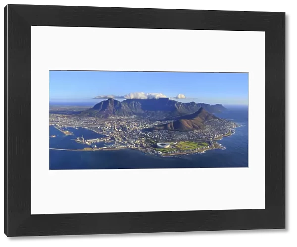 South Africa, Western Cape, Cape Town, Aerial View of Cape Town and Table Mountain