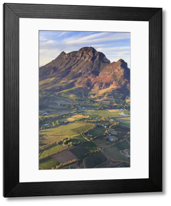 Framed Print : South Africa, Western Cape, Stellenbosch, Aerial view of Simonsberg Mountain range Framed Print : South Africa, Western Cape, Stellenbosch, Aerial view of Simonsberg Mountain range