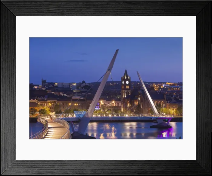 Framed Print : UK, Northern Ireland, County Londonderry, Derry, The Peace Bridge over the River Foyle