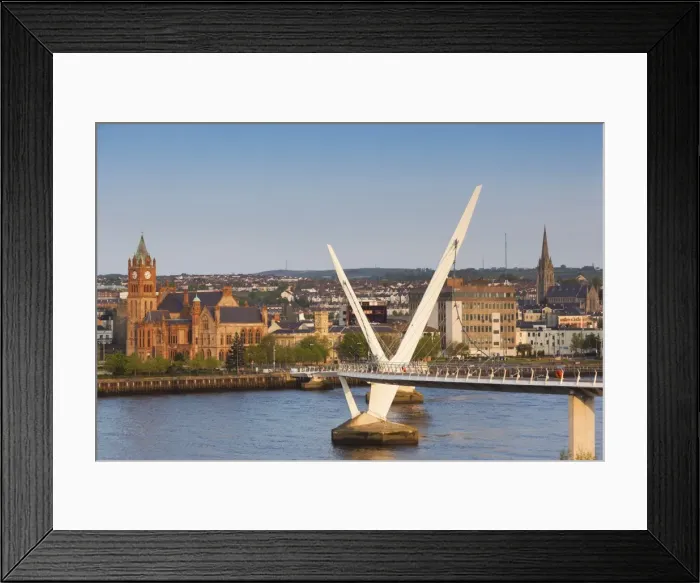 Framed Print : UK, Northern Ireland, County Londonderry, Derry, The Peace Bridge over the River Foyle Framed Print : UK, Northern Ireland, County Londonderry, Derry, The Peace Bridge over the River Foyle