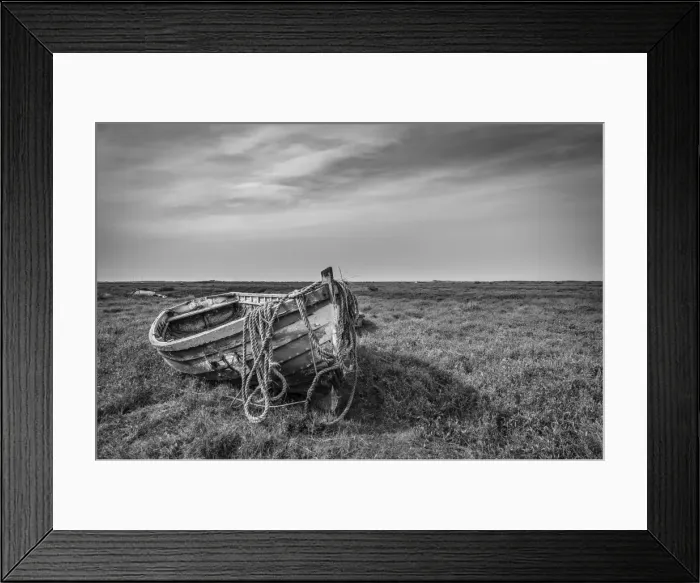 Framed Print : UK, England, Norfolk, North Norfolk, near Brancaster Staithe, Old Fishing Boat