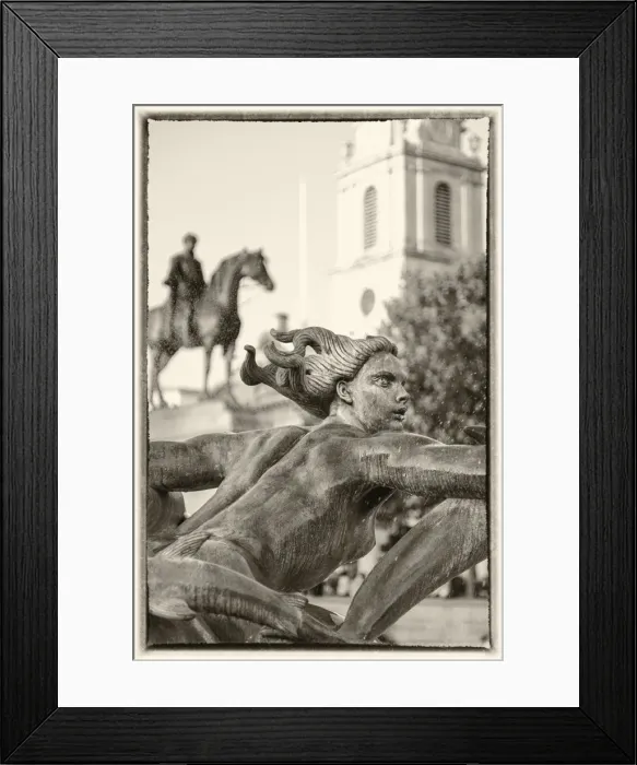 Framed Print : Statue in a fountain in Trafalgar Square, London, England, UK Framed Print : Statue in a fountain in Trafalgar Square, London, England, UK