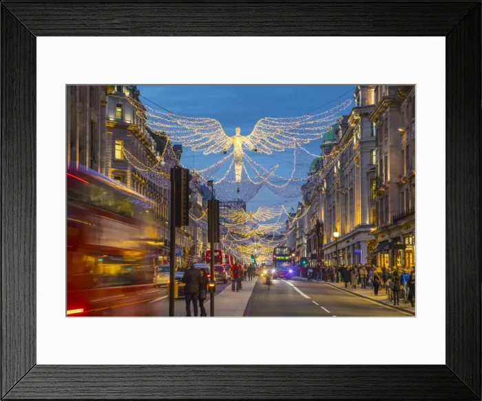 Framed Print : Christmas decorations on Regents Street, London, England Framed Print : Christmas decorations on Regents Street, London, England