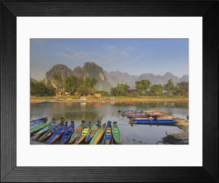 Framed Print : Laos, Vang Vieng. Nam Song River and Karst Landscape Framed Print : Laos, Vang Vieng. Nam Song River and Karst Landscape
