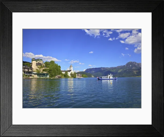 Framed Print : A Ferry Boat on Wolfgangsee Lake, St. Wolfgang, Austria, Europe Framed Print : A Ferry Boat on Wolfgangsee Lake, St. Wolfgang, Austria, Europe