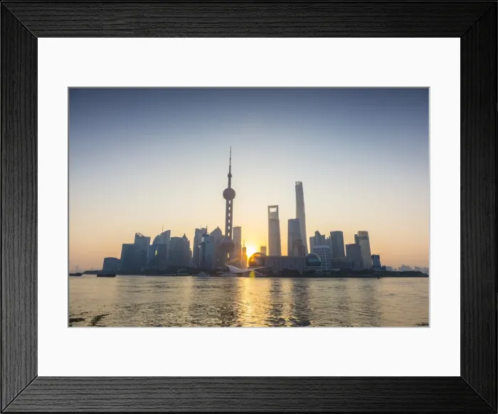 Framed Print : Pudong skyline across the Huangpu river, The Bund, Shanghai, China