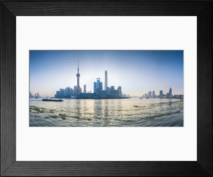 Framed Print : Pudong skyline across the Huangpu river, The Bund, Shanghai, China Framed Print : Pudong skyline across the Huangpu river, The Bund, Shanghai, China