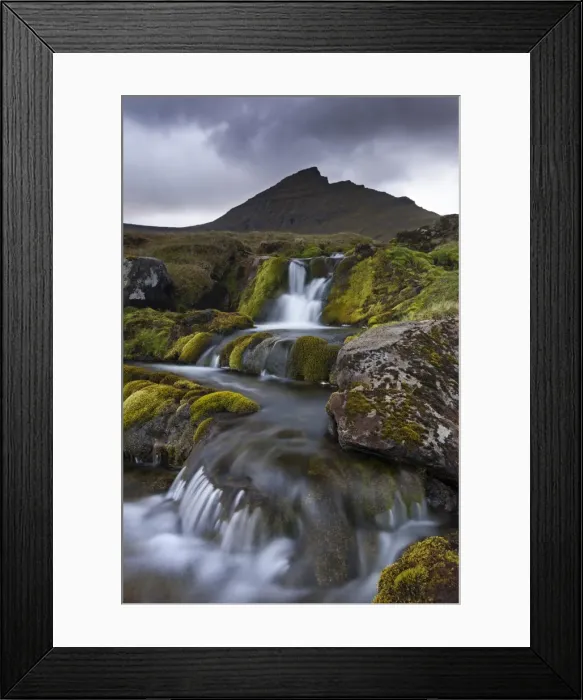 Framed Print : Rocky stream with waterfalls below Slaettaratindur mountain, Eysturoy, Faroe Islands, Europe Framed Print : Rocky stream with waterfalls below Slaettaratindur mountain, Eysturoy, Faroe Islands, Europe