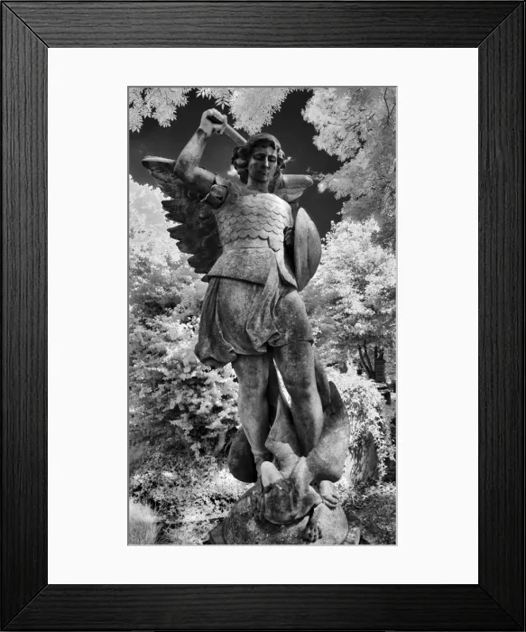 Framed Print : Infrared image of a tombstone in Highgate Cemetery, London, UK Framed Print : Infrared image of a tombstone in Highgate Cemetery, London, UK