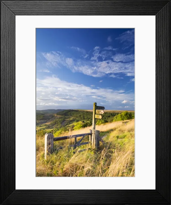 Framed Print : United Kingdom, England, North Yorkshire, Sutton Bank. A signpost on the Cleveland Way Framed Print : United Kingdom, England, North Yorkshire, Sutton Bank. A signpost on the Cleveland Way