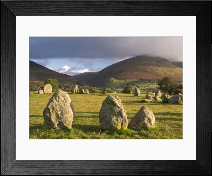 Framed Print : Castlerigg Stone Circle with Blencathra mountain behind, Lake District, Cumbria, England Framed Print : Castlerigg Stone Circle with Blencathra mountain behind, Lake District, Cumbria, England