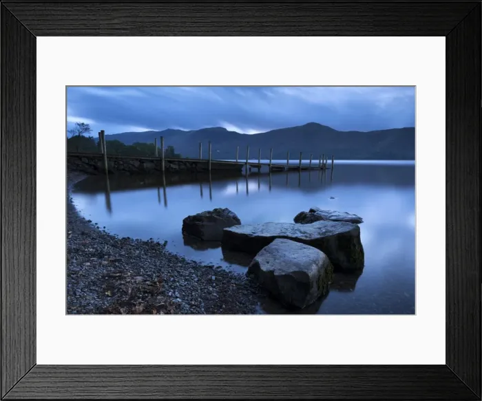 Framed Print : Twilight on the shores of Derwent Water near Ashness Jetty, Lake District, Cumbria, England