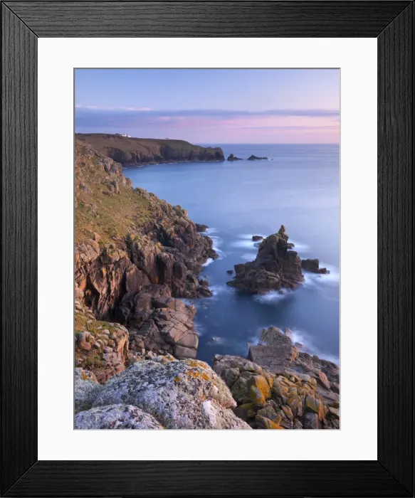 Framed Print : Looking towards Lands End from the cliffs above Sennen, Cornwall, England. Spring Framed Print : Looking towards Lands End from the cliffs above Sennen, Cornwall, England. Spring