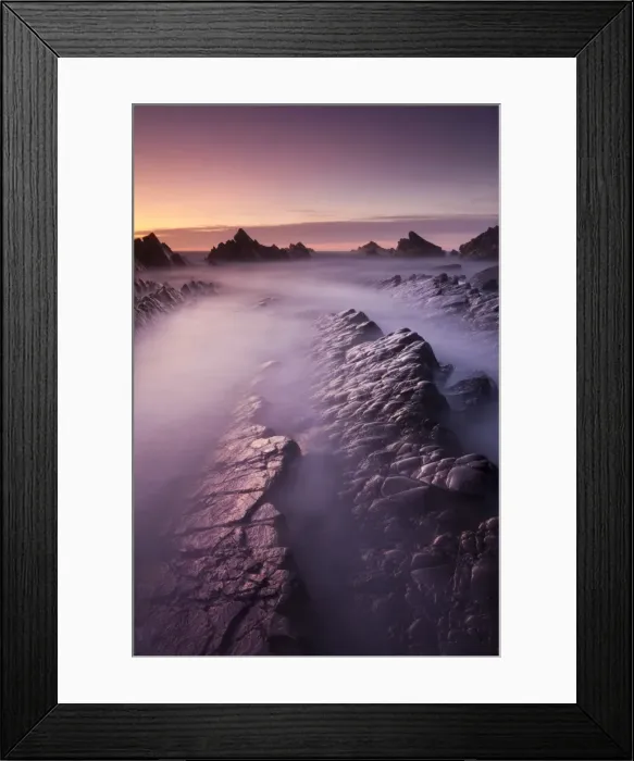 Framed Print : Broken rock ledges at Hartland Quay, North Devon, England. Winter Framed Print : Broken rock ledges at Hartland Quay, North Devon, England. Winter