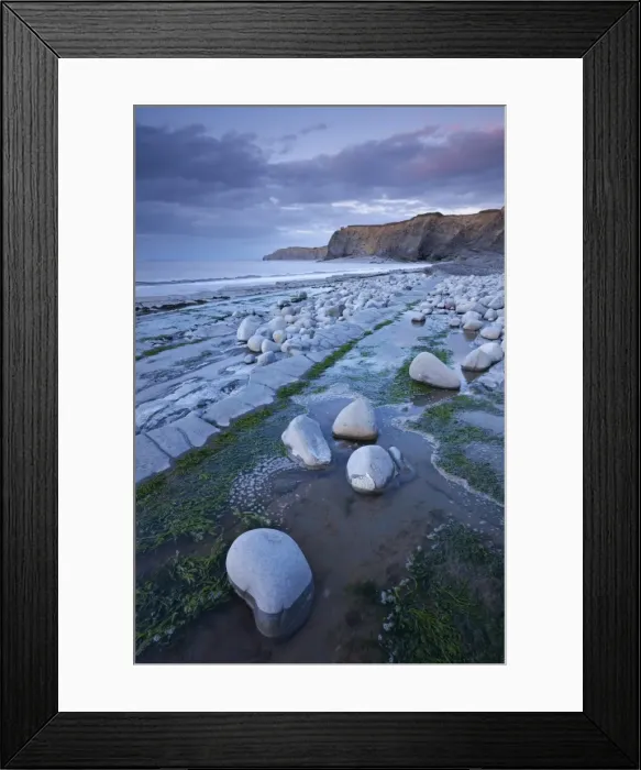 Framed Print : Rock pools on Kilve Beach, Somerset, England. Summer Framed Print : Rock pools on Kilve Beach, Somerset, England. Summer