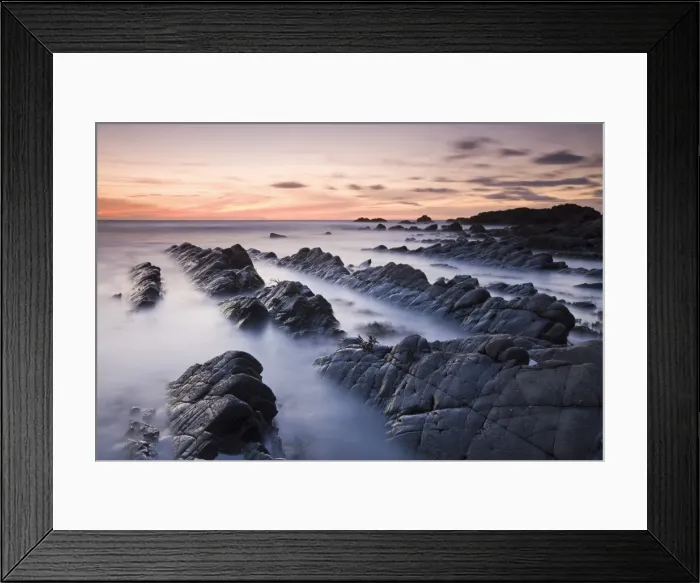 Framed Print : Twilight from the rocky shores of Hartland Quay in North Devon, England. Autumn Framed Print : Twilight from the rocky shores of Hartland Quay in North Devon, England. Autumn