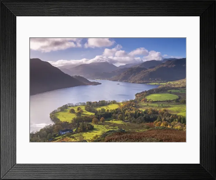 Framed Print : Ullswater from Gowbarrow Fell, Lake District National Park, Cumbria, England. Autumn