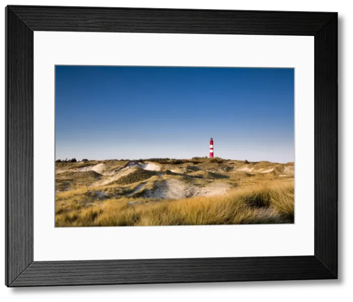 Framed Print : Lighthouse in the dunes, Amrum Island, Northern Frisia, Schleswig-Holstein, Germany