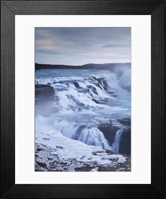 Framed Print : Thundering Gullfoss waterfall in winter time, Iceland, Europe. Winter (January)