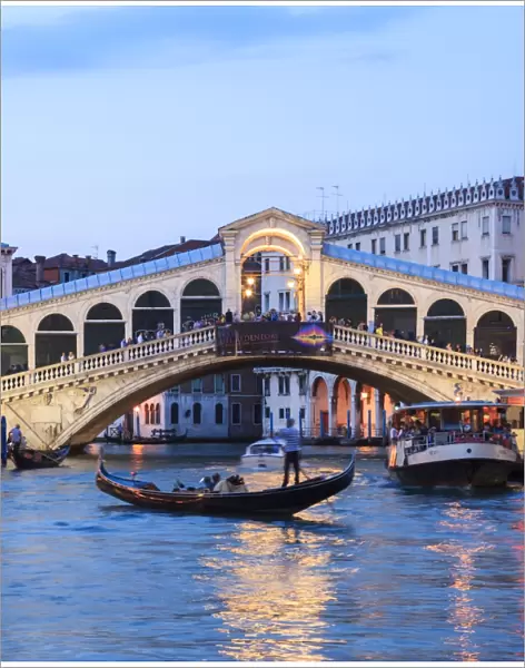 Italy, Venice. Grand canal and Rialto bridge