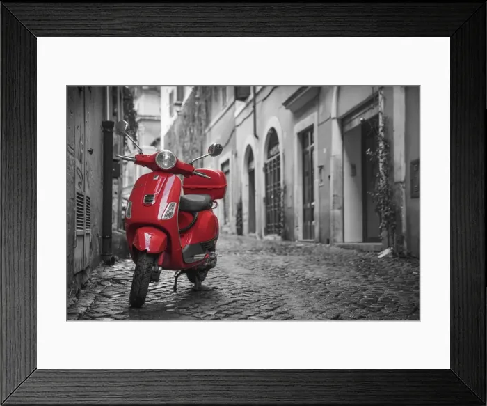 Framed Print : Italy, Lazio, Rome, Trastevere, Red Vespa Framed Print : Italy, Lazio, Rome, Trastevere, Red Vespa