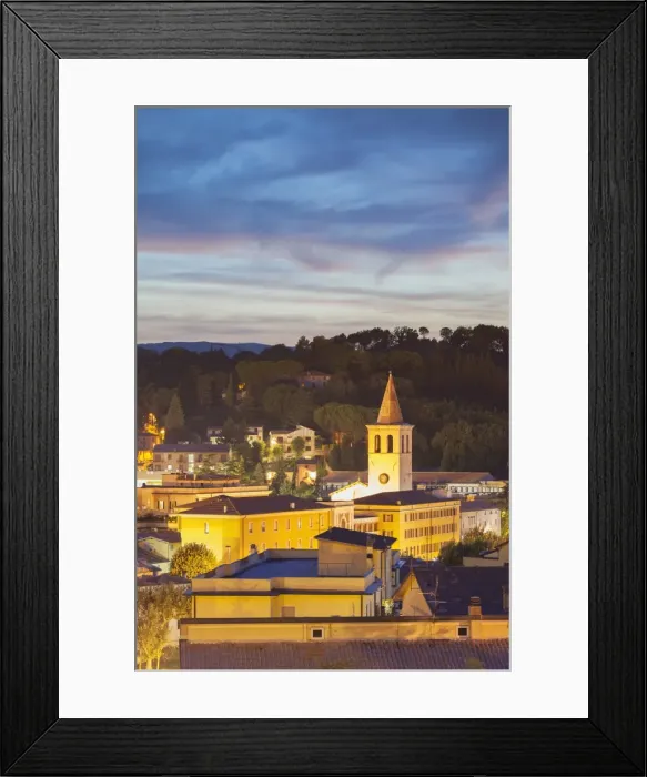 Framed Print : View of Spoleto at dusk, Umbria, Italy