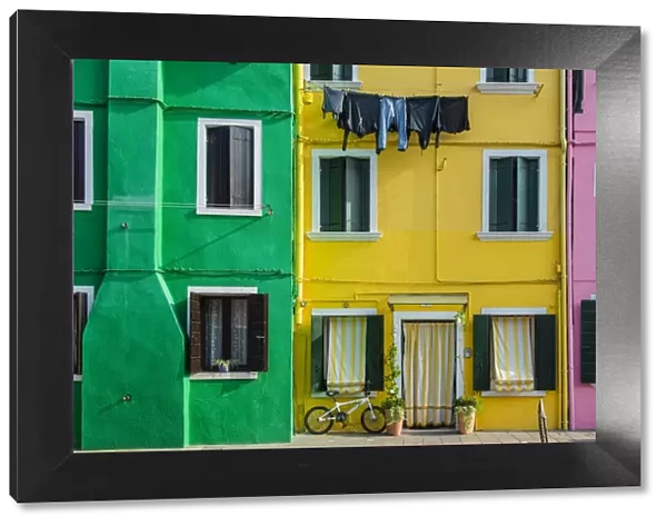 Colourful painted houses in Burano, Veneto, Italy