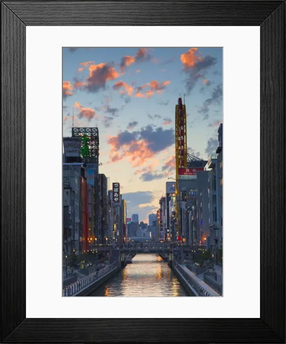 Framed Print : Dotombori at sunset, Osaka, Kansai, Japan Framed Print : Dotombori at sunset, Osaka, Kansai, Japan