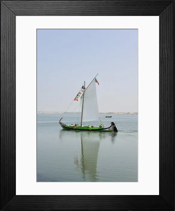 Framed Print : Traditional boat (moliceiro) used to collect seaweed in the Ria de Aveiro, nowadays