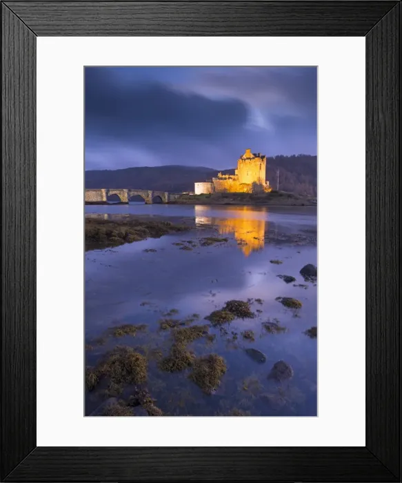 Framed Print : Eilean Donan Castle on Loch Duich at twilight, Western Highlands, Scotland. Autumn Framed Print : Eilean Donan Castle on Loch Duich at twilight, Western Highlands, Scotland. Autumn