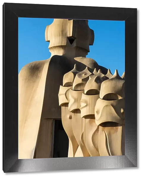 Ventilation towers on the rooftop of Casa Mila or La Pedrera, Barcelona, Catalonia, Spain