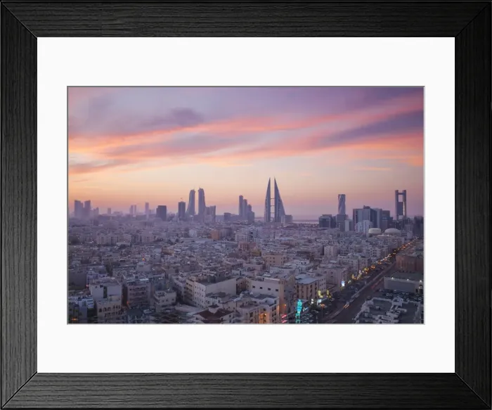Framed Print : Bahrain, Manama, View of city skyline
