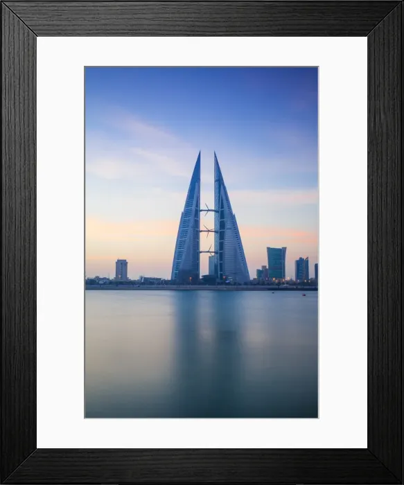 Framed Print : Bahrain, Manama, Bahrain Bay, View of Bahrain World Trade Center Framed Print : Bahrain, Manama, Bahrain Bay, View of Bahrain World Trade Center