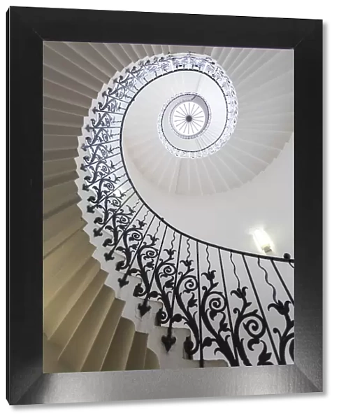 Spiral staircase, The Queens House, Greenwich, London, UK