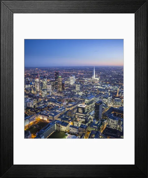 Framed Print : Aerial view of The Shard and City of London, London, England Framed Print : Aerial view of The Shard and City of London, London, England
