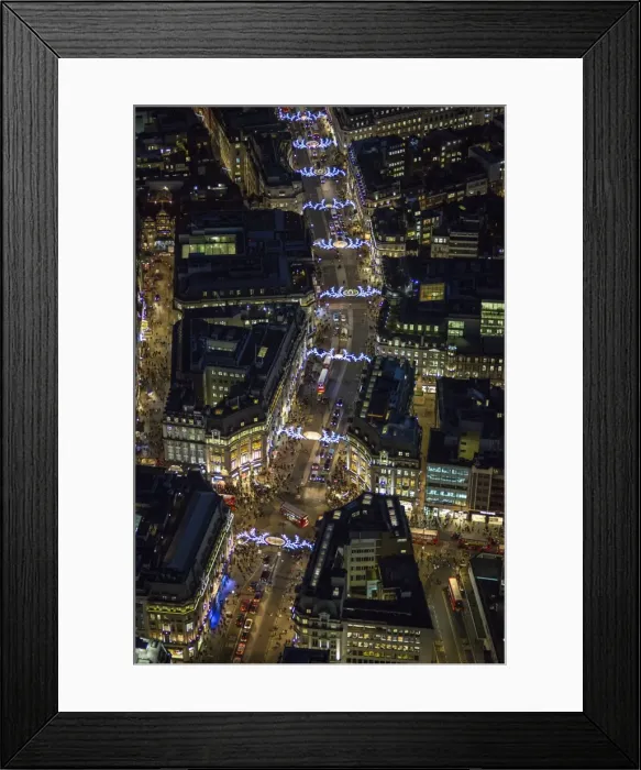 Framed Print : Aerial view over Regents Street and Oxford Circus, London, England Framed Print : Aerial view over Regents Street and Oxford Circus, London, England