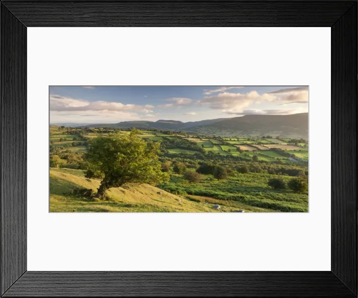 Framed Print : Rolling countryside of the Brecon Beacons near Crickhowell, South Wales