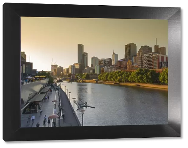 Skyline along Yarra River, Melbourne, Victoria, Australia