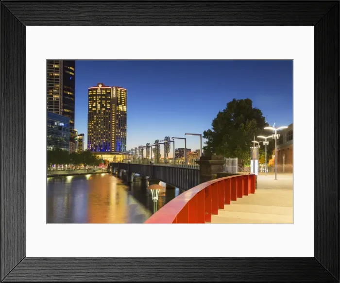 Framed Print : Crown Casino and Sandridge Bridge at dusk, Melbourne, Victoria, Australia Framed Print : Crown Casino and Sandridge Bridge at dusk, Melbourne, Victoria, Australia