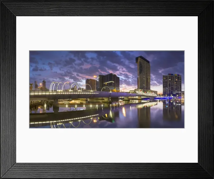 Framed Print : Yarras Edge harbour and Webb Bridge at dawn, Melbourne, Victoria, Australia Framed Print : Yarras Edge harbour and Webb Bridge at dawn, Melbourne, Victoria, Australia