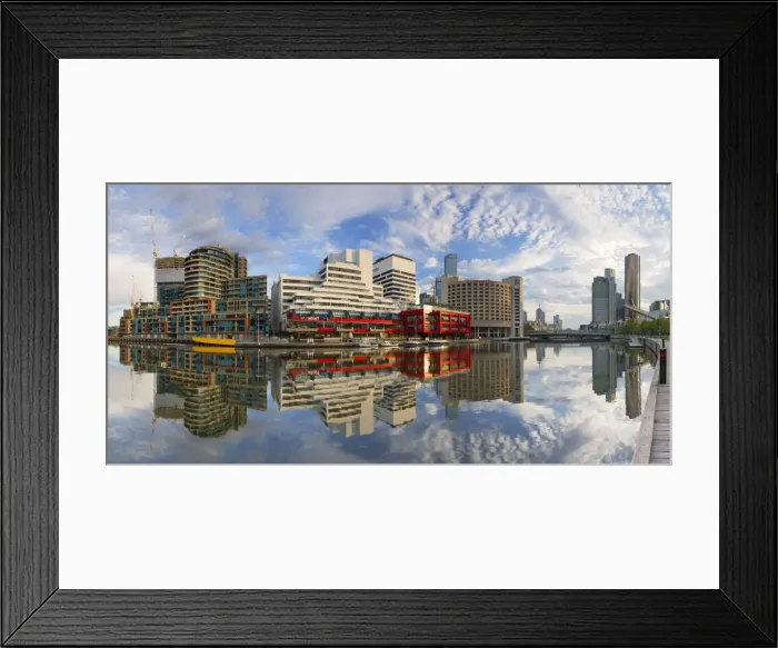 Framed Print : South Wharf skyline at dawn, Melbourne, Victoria, Australia