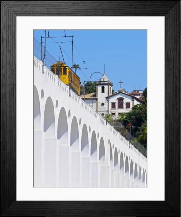 Framed Print : Brazil, State of Rio de Janeiro, City of Rio de Janeiro, Lapa, Tram crossing the Carioca Aqueduct Framed Print : Brazil, State of Rio de Janeiro, City of Rio de Janeiro, Lapa, Tram crossing the Carioca Aqueduct