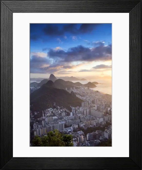 Framed Print : South America, Brazil, Rio de Janeiro, View of Copacabana, Sugar Loaf and Rio city Framed Print : South America, Brazil, Rio de Janeiro, View of Copacabana, Sugar Loaf and Rio city