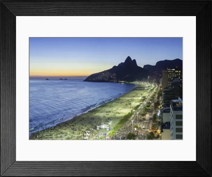 Framed Print : Sunset over Ipanema Beach and Dois Irmaos (Two Brothers) mountain, Rio de Janeiro Framed Print : Sunset over Ipanema Beach and Dois Irmaos (Two Brothers) mountain, Rio de Janeiro
