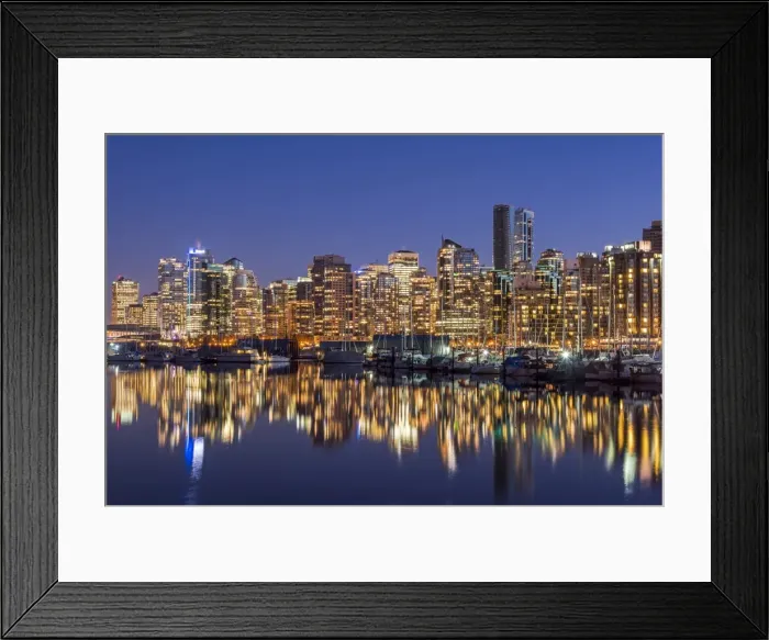 Framed Print : Night view of downtown skyline, Vancouver, British Columbia, Canada Framed Print : Night view of downtown skyline, Vancouver, British Columbia, Canada
