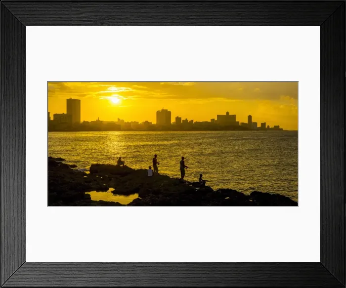 Framed Print : Cuba, Havana, The Malecon, Man fishing