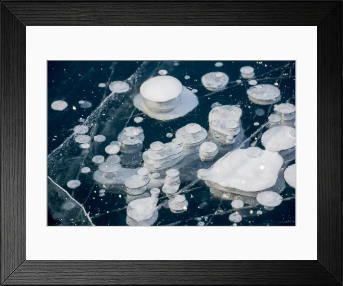 Framed Print : Frozen gas bubbles trapped in the ice. Silvaplana Lake, Silvaplana, Engadin, Graubunden Framed Print : Frozen gas bubbles trapped in the ice. Silvaplana Lake, Silvaplana, Engadin, Graubunden