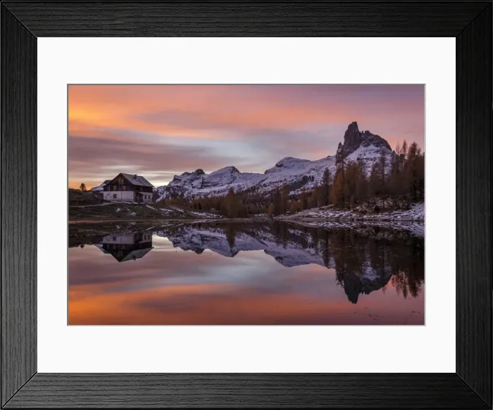 Framed Print : Croda da Lago, Cortina d Ampezzo, Belluno, Veneto, Italy. Palmieri refuge Framed Print : Croda da Lago, Cortina d Ampezzo, Belluno, Veneto, Italy. Palmieri refuge