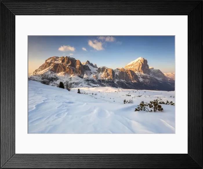 Framed Print : Europe, Italy, Veneto, Belluno. Sunset in winter environment towards the walls of