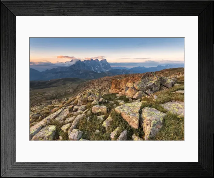 Framed Print : Sunrise from Col Margherita with the Pala group, Dolomites Framed Print : Sunrise from Col Margherita with the Pala group, Dolomites